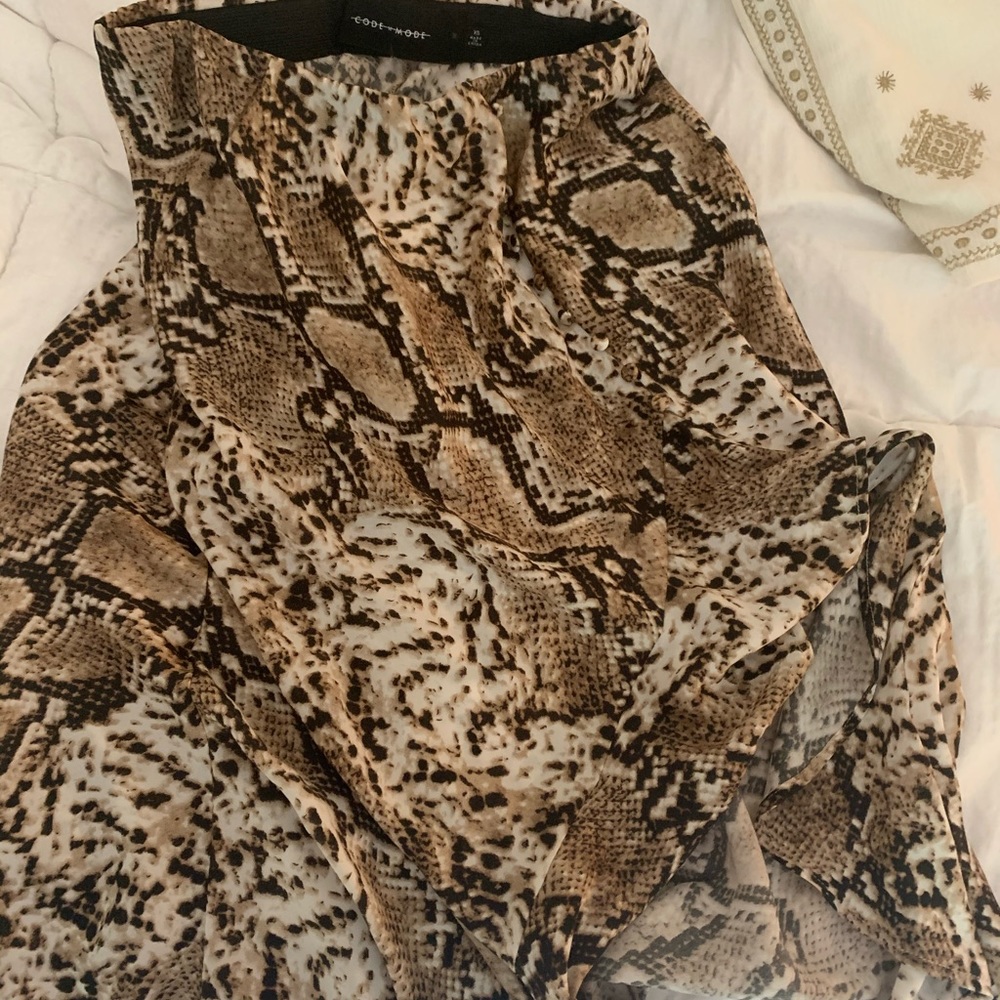 Snake print silk skirt